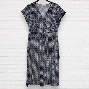BODEN Navy Blue Faux Wrap Jenny Stretch Knit A-Line Geometric Travel Dress 6